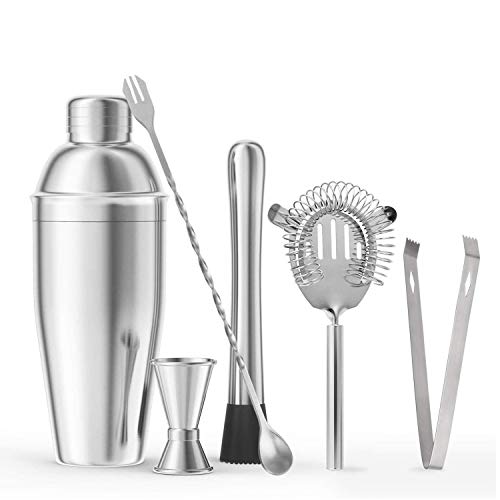 Kostlich Coctelera para Cócteles, Set De Coctelera De 7 Piezas De 750 ml Juego De Herramientas De Barra De Acero Inoxidable Juego de Regalo, Ideal para Bar, Hogar Mezclar Bebidas