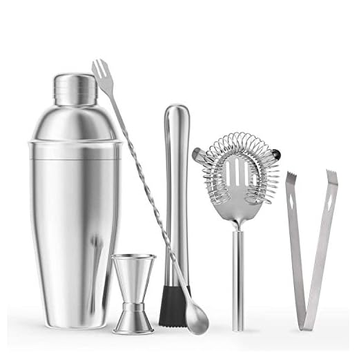 Kostlich Coctelera para Cócteles, Set De Coctelera De 7 Piezas De 750 ml Juego De Herramientas De Barra De Acero Inoxidable Juego de Regalo, Ideal para Bar, Hogar Mezclar Bebidas