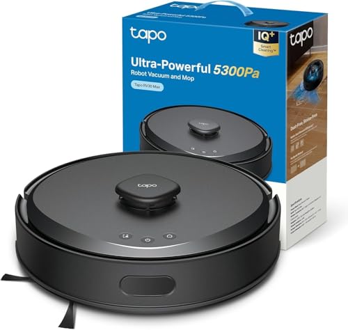 41jNfbRlBXL Tapo Aspirateur Robot Laveur 2 en 1 RV30Max, Silencieux et Fin, Ultra puissante de 5300Pa, Navigation LiDAR, Auto-Charge Autonomie 150min, Tapis et Poils d'animaux, Commande vocale