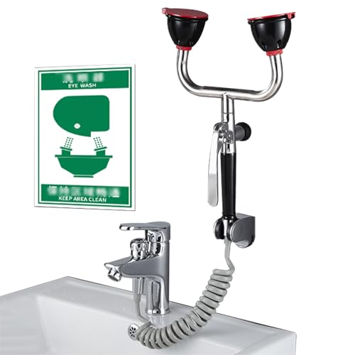 Station de lavage oculaire d'urgence pour robinet double port réglable