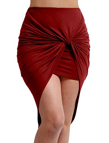 NE PEOPLE Women's high Low Hem line Bodycon Shirred Side Skirt3