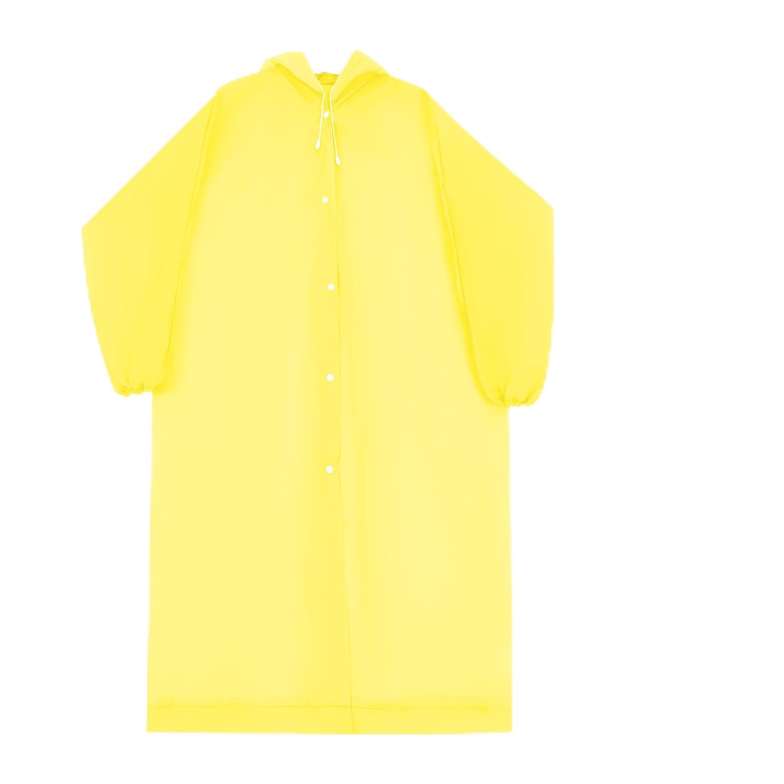  (Yellow) Raincoats for Adults Reusable EVA Rain Ponchos Waterproof Rain Jacket Packable Rain Gear for Men Women with Hood