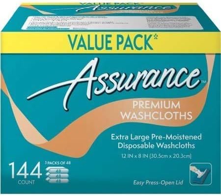 .Assurance Premium Washcloths Value Pack 144 Count (.2 Pack)