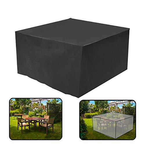 dDanke Patio Table Chair Set Cover Sun Block Snowproof Windproof Dustproof Furniture Cover Black (250x200x80cm)