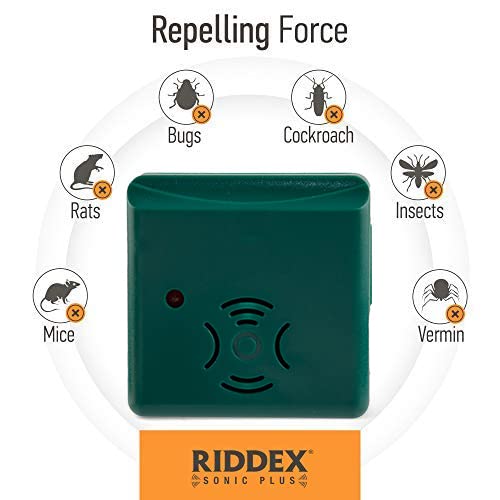 Riddex Sonic Plus Ultrasonic Pest Repeller, Plugs in with extra Outlets Indoor Use - Insect Repellent - Bug Repellents for Home Defense - Protect Against Rodents & Insects, Chemical Free(3 Pack Green)