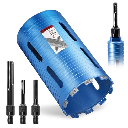 Image of 5-1 /2 inch Core Drill Bit with 3 Adapters Included: SDS Plus, SDS Max and 1 /2 inch Hex Abor, 5 /8 inch-11 Thread, 9.5 inch Drilling Depth Core Bits for Concrete Brick Block, Motar, Masonry(140mm)