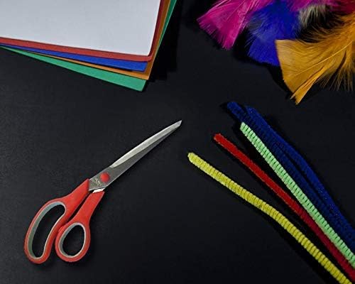 Katzco Stainless Steel Multi-Purpose Scissors Set - 5 Pieces Comfort Grip Scissors, For Fabric, Leather, Canvas, Vinyl, Paper, Clothes, Shoes, Kitchen, Arts and Crafts, & School Supplies