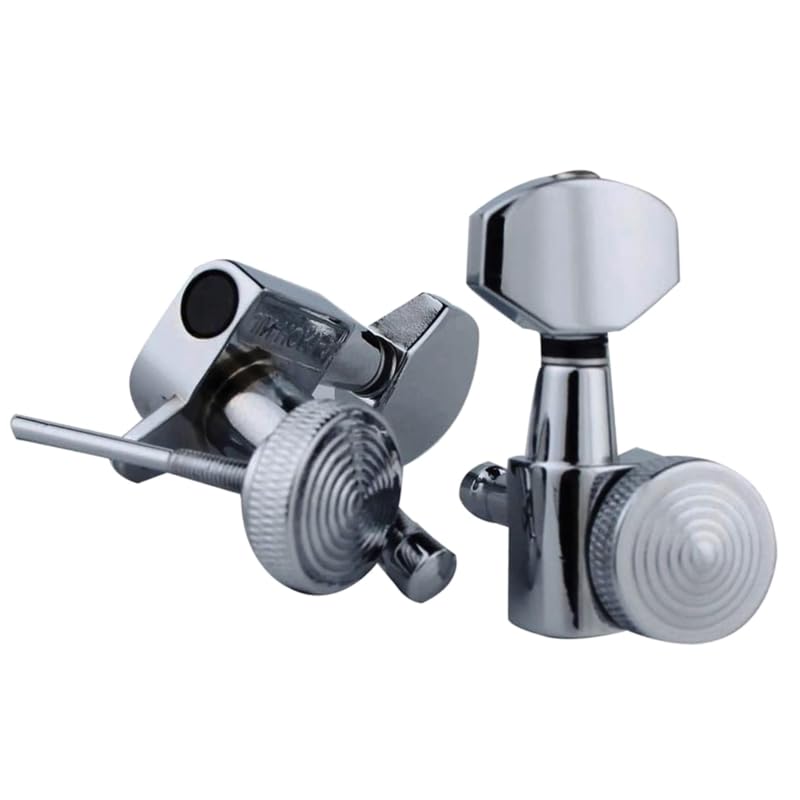 Guitar Part for Guitar Locking Tuners (6 Right/Left), 1:18 Lock String Sealed Tuning for Key Peg 24BD(Color:Black 3L3R)