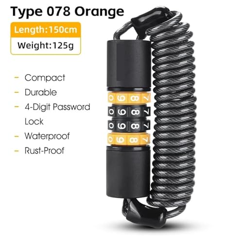 Serrure portable à code en acier pour casque et vélo VTT jaune - 3