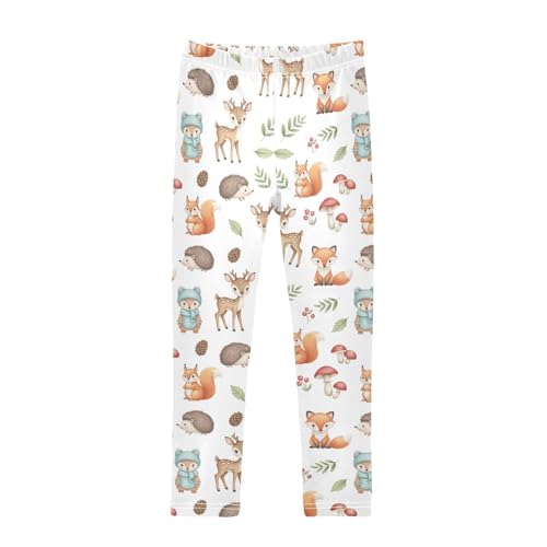 Girls Leggings Size 4T Deer Fox Fall Yoga Stretchy Pants Comfortable Girl Clothes for School Dance