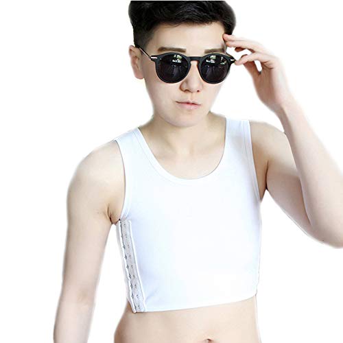 BaronHong Tomboy Trans Lesbian Colorful Mesh Chest Binder Short Tank Top (blanco, M)
