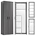 mokebo® Besenschrank 60cm Breite mit Staubsaugerfach 'Der Lange' moderner Mehrzweckschrank in Grau BZW. Schwarz Matt aus Holz, Schrank & Putzschrank | 60x180x34 (B/H/T in cm) | Anthrazit