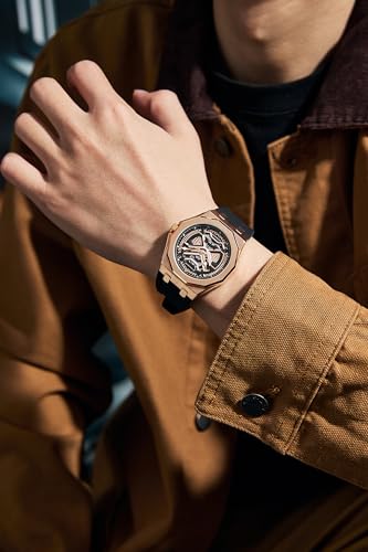 Image of Giordano Automatic Unique Watch for Men with Stainless Steel Case, Silicone Strap, Luxury Design & Water Resistant