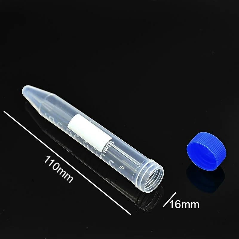 Centrifuge Tube 10 ml Plastic Test Tube with Clear Scale Bottom Tip Sample EP Tube with Screw Cover 100 EA/PK