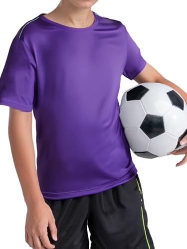 Kids Solid Color T-Shirts Boys Football Sports Top Gym Muscle Tee Running Athletic T-Shirts - Main Image