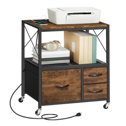 MAHANCRIS File Cabinet with Charging Station, 3 Drawer Lateral Filing Cabinet for Home Office,...