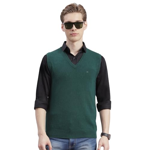 Image of Monte Carlo Off White Solid V Neck Sweater | Warm Woolen Pullover for Men | Soft Comfortable Knitted Winter Wear Sweater for Men's