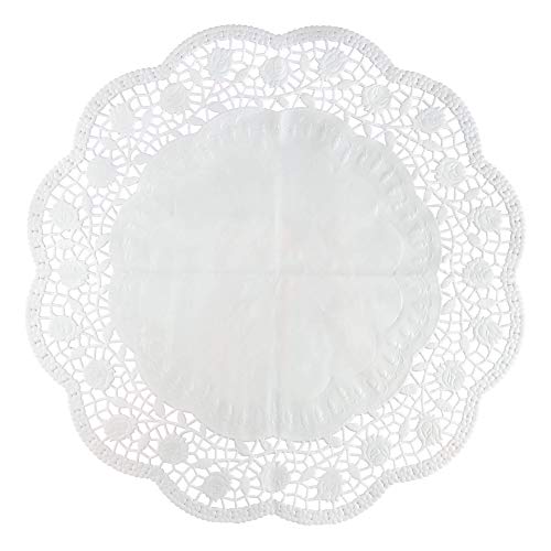 Zenker 44766 Lot de 15 napperons Papier Ronds Effet napperon Dentelle, napperons Papier pour gâteaux et tartes, napperon Dentelle, Papier, Blanc, 36 cm