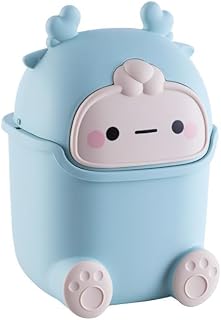 Mini Trash Can, Desk Trash Can Garbage Can Lovely Wastebaskets Storage Bin with Lid for Bedroom Bathroom Kitchen Office(Light Blue)