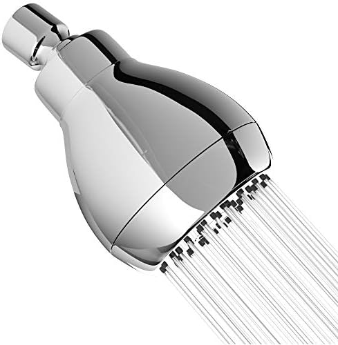 High Pressure Shower Head - Chrome - Powerful Deluxe Bathroom Showerhead with Strong Spray Stream and Small Silicone Nozzles - Universal Fit Works with High and Low Water Flow Showers-2.5 GPM