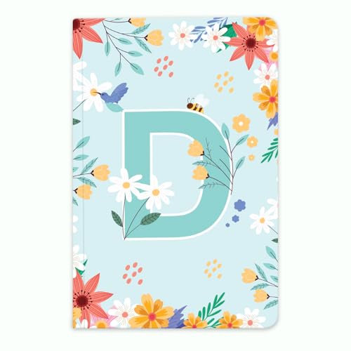 Image of Initial D Premium Soft Bound Notebook Diary for Girls and Women (B6, 90 GSM, 160 Ruled Pages) Floral Design Notebook Journal Diary