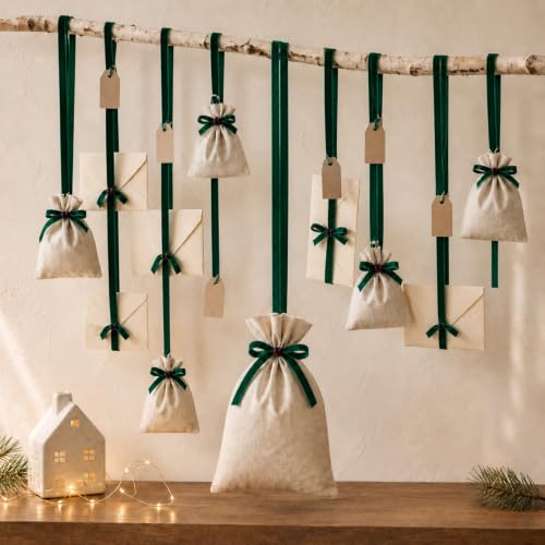 Image of Tsorode 10 Yards Dark Green Velvet Ribbon for Christmas Tree,3 /8 Inch