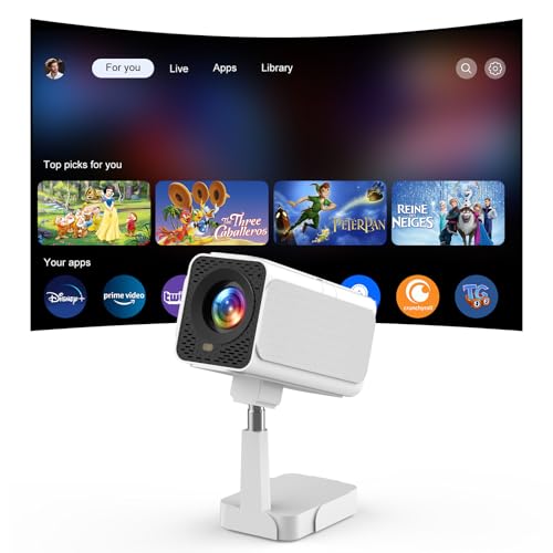 【Netflix Ready】PANSEBA Smart WiFi Projector with Telescopic Stand, 300' HD Portable Outdoor...