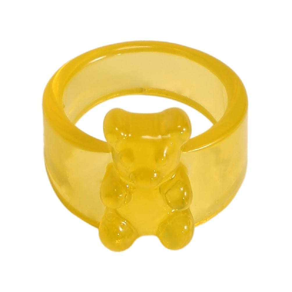 aoixbcuroc Cute Candy Color Resin Little Bear Ring Creative Colorful Finger Ring Girl Gift Cute Funny Bear Animal Creative and Fun Colorful Thumb Ring for Women Lady