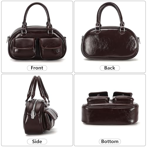 Image of Crossbody Bags for Women Leather Barrel Bags Trendy Ladies Shoulder Bag Top Handle HandBag Satchel Bags for Women