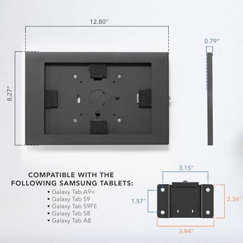 Mount-It! Lockable Tablet Wall Mount for Samsung Tab A9+, S9, S9 FE, S8, A8 – Fully Enclosed Security Case, Anti-Theft Tablet Holder, VESA Compatible, Flush Wall Mount, Heavy-Duty Steel, Black by Mount-It! - Image 3