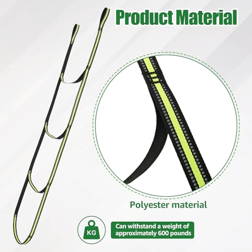 bigjvbfv 4 Step Climbing Stick Aider, Lightweight Aider for Climbing Stick, Portable Hunting Tree Climbing Rope Ladder, Portable Step Climbing Aider, Foldable Tree Step Aider for Outdoor Enthusiasts