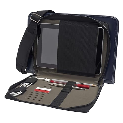 Blue Leather Laptop Messenger Case - Compatible with HP Spectre x360 16-aa0500na 16" 2 in 1 Laptop4