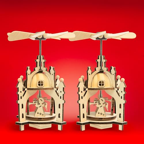 SIKORA Mini Windspiel Pyramide kleine Holz Wiehnachtspyramide Deko...