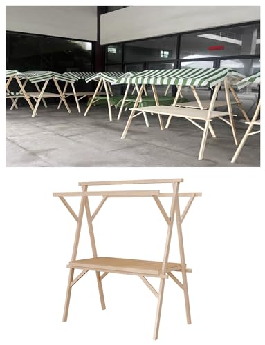 ビジネス用折りたたみ式フードカート、ポータブル木製プッシュカート、マーケットストールスタンド、屋台用屋外ベンダースタンドキオスク(フレームのみ)(No wheels,150x60x200)