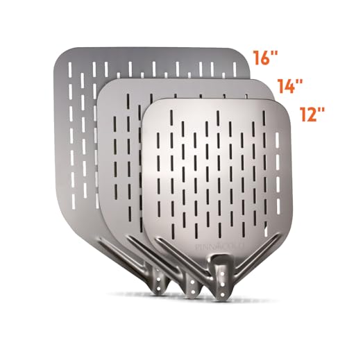 Pinnacolo Premium 14 Inch Perforated Peel with Aluminum Handle - Lightweight and Premium, Perfect for Homemade Pizza, Bread, and Pastries