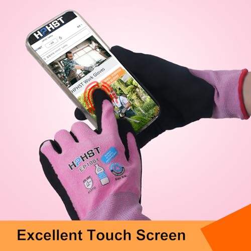 Image of Work Gloves for Women, Eco Friendly Safety Work Gloves with Breathable Rubber Coated, Smart Touch,3 Pairs