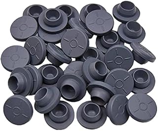 Angelkiss 100 Pcs Rubber Self Healing Injection Ports Safe Bottle Stoppers for 13 mm Opening Glass Vial and Liquid Culture Jars (Grey), Black