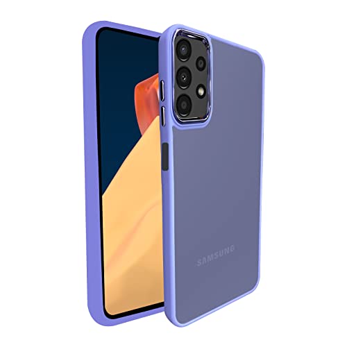 Image of A rtistque Frosted Translucent Back Cover Case for Samsung Galaxy M32 5G / A32 5G | Electroplated Chrome Ring | Raised Camera Edges for Protection | Smooth Sides TPU - Purple