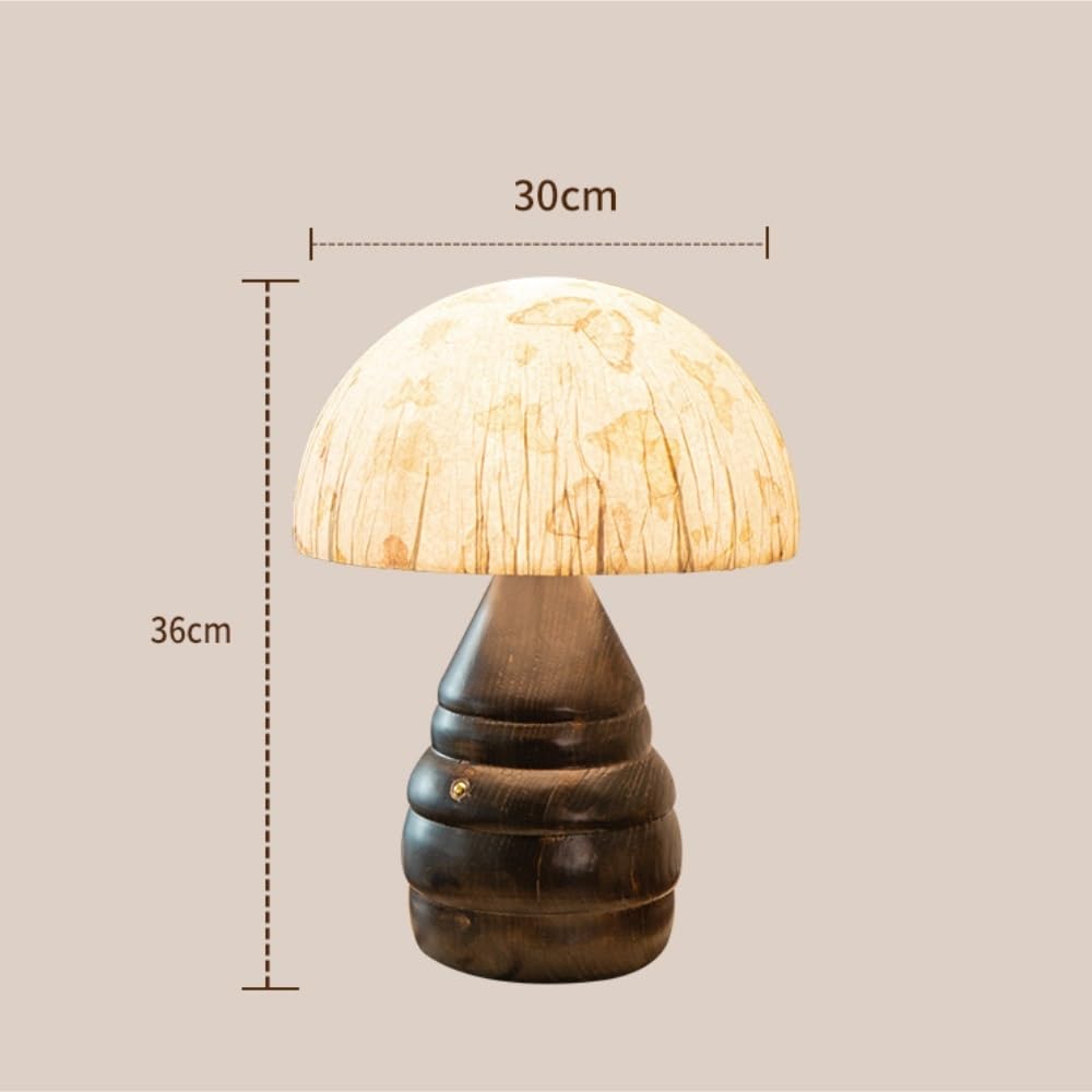 Lampada da tavolo in legno cinese, luce ambientale sul comodino | Legno massello, paralume in tessuto dipinto a mano, controllo touch, stile cinese, luce