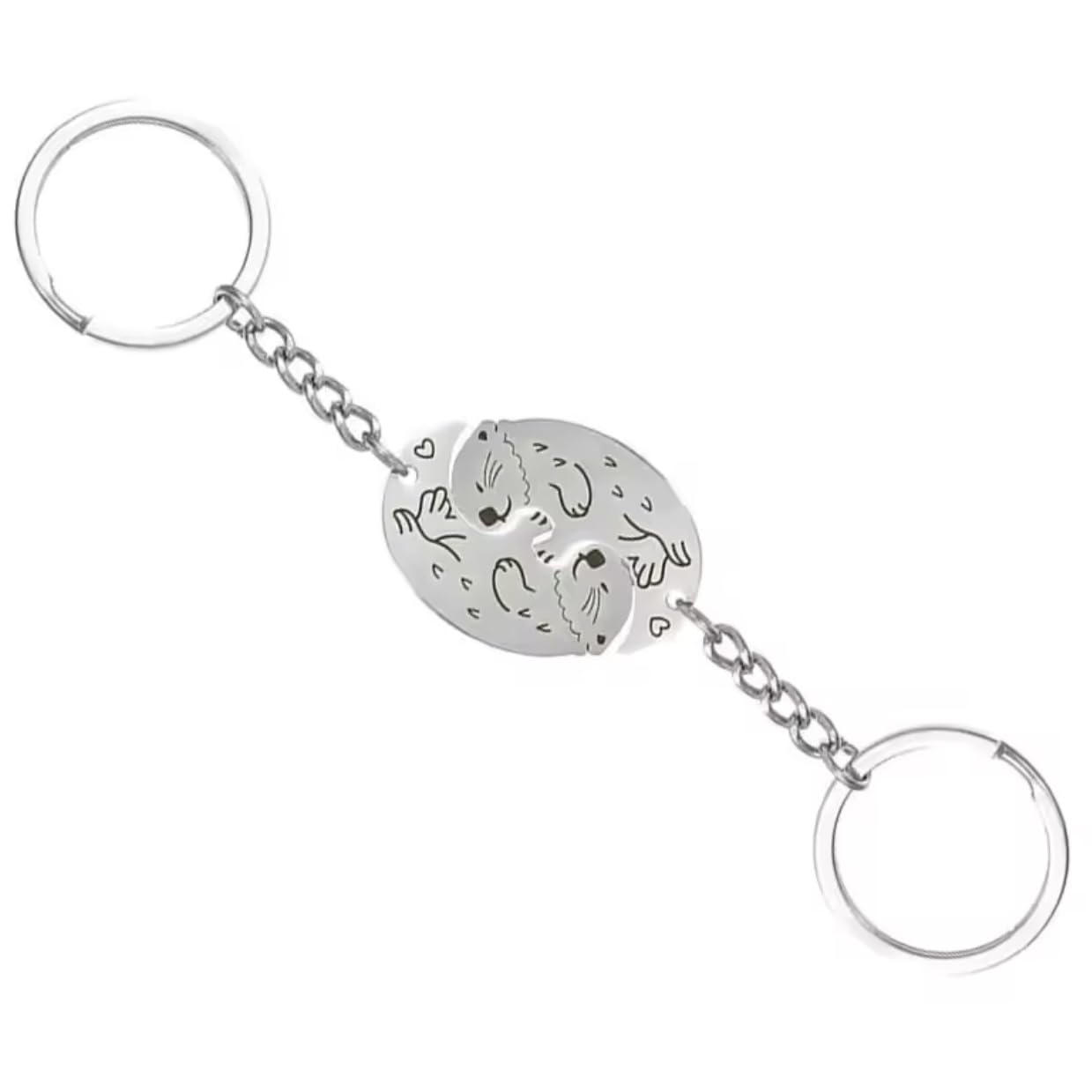 2 Pack INTERLOCKING Otter Keyrings Cute Animal Otters Keychain Set Gift For Her Gift For Him Valentines Day Gift For Couples Stainless Steel Thoughtful Gift Friendship Keyrings