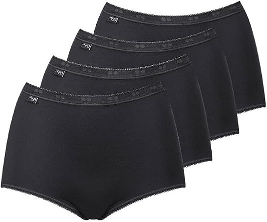 Sloggi Womens Zero Feel High Waisted Cotton Underwear or Panties Basic Maxi Briefs, 4 Pack Black, 5XL / UK 24
