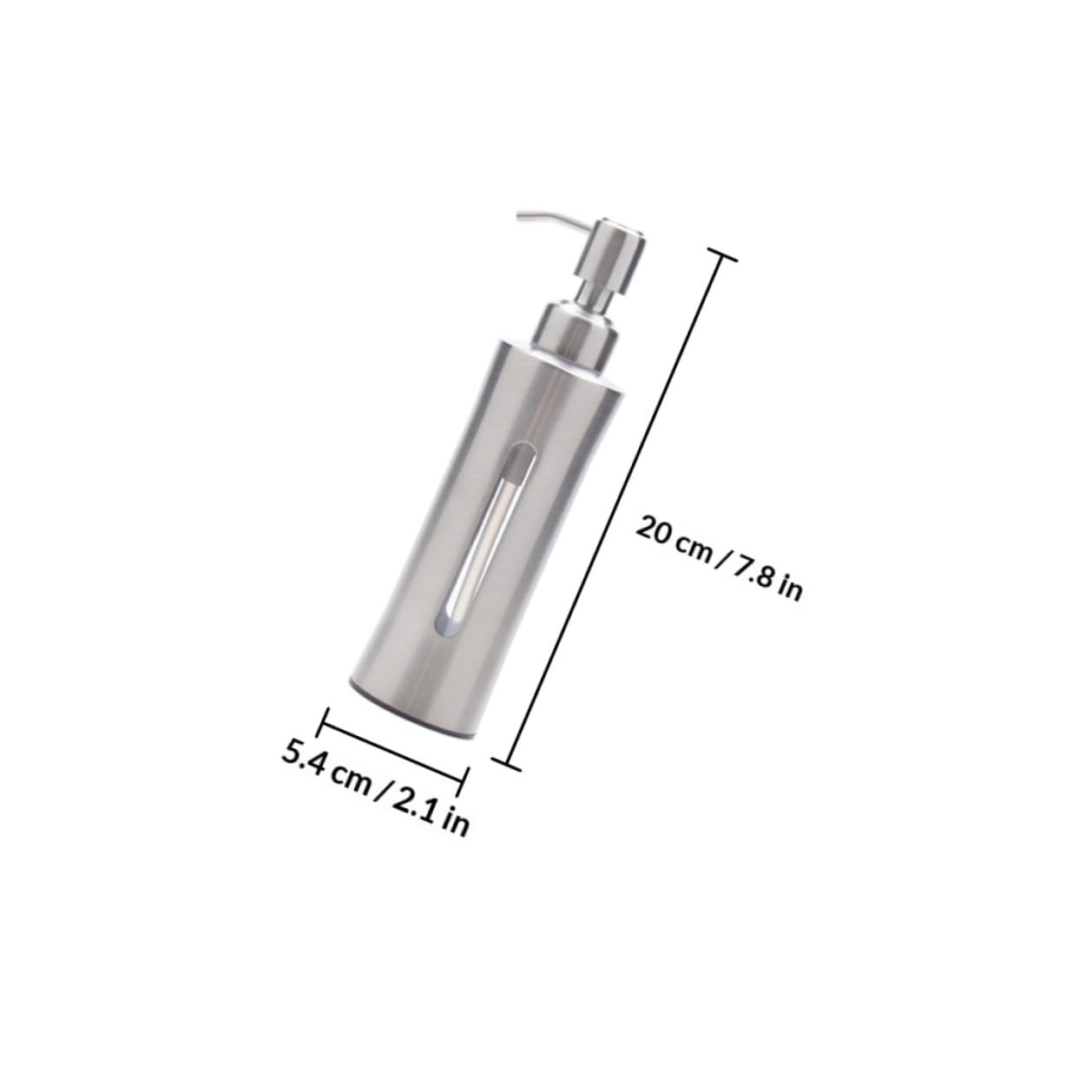 Dispenser Sapone in Acciaio Inox 304 Bottiglia Visibile | Boccetta Argento, Testa a Pressione Molla, Rotazione Flessibile per Lavatoio e Cucina