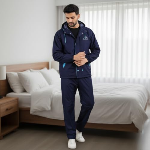 Image of Trustous Men's Waterproof Raincoat Suit with Hood | Jacket & Pant Rainwear Set | Full Body Waterproof Raincoat for Men | Outdoor Monsoon Wear | Lightweight Premium Rain Suit.