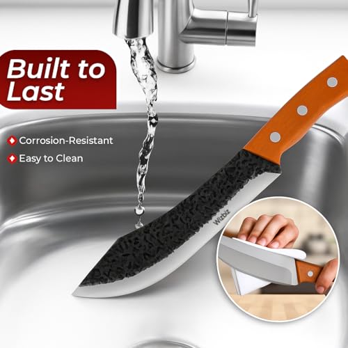 Image of Wizbiz 7 Inch Blade Meat Cleaver Knife for Kitchen Heavy Duty Meat Knife Butcher Cleaver Chopper for Cutting Mutton, Chicken, Bones Vegetable - Kitchen Cutting Tool