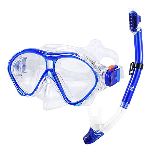 Kids Snorkel Set Dry Top Snorkel Mask for Kids with Carrying Bag Luminous Scuba Gear Youth Junior Child Snorkeling Gear for Boys and Girls Age from 5-13 Years Old