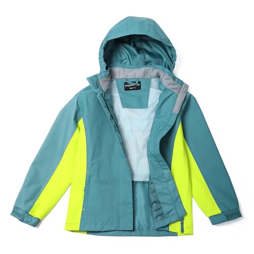 Image of YINGJIELIDE Boys Girls Waterproof Rain Jackets Kids Easy to Fold Windbreaker Lightweight Outdoor Hooded Raincoat