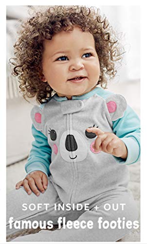 Carter's Big Girls 1 Piece Zip-Up Koala Fleece Footed Blanket Pajamas, 2T Gray2
