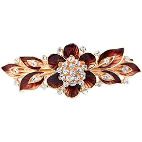 YAZILIND elegante joyeria con encanto de estilo floral chapado en oro de pelo de novia accesorio shinning Rhinestone cristal pelo Barrette thumbnail