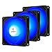 upHere 3PIN 120mm LED Blau Silent Lüfter für Gehäuselüfter PC,3-Pack,NK12BE3-3
