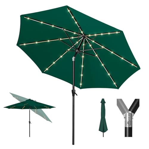 Image of Tempera Patio Market Outdoor Table Umbrella with Auto Tilt and Crank, Large Sun Umbrella with Sturdy Pole & Fade Resistant Canopy, Easy to Set